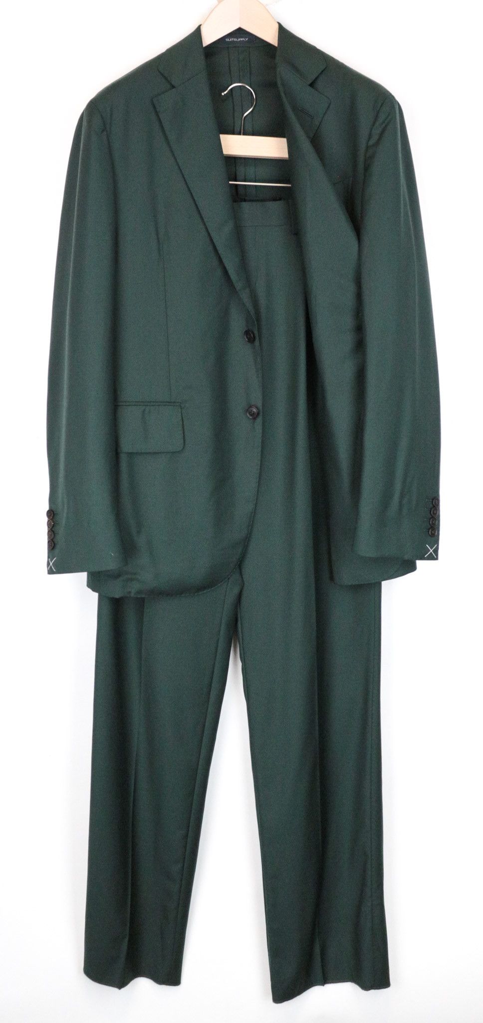 image of Suitsupply La Spalla Uk44L Green Wool Unlined Suit 67052, Men's
