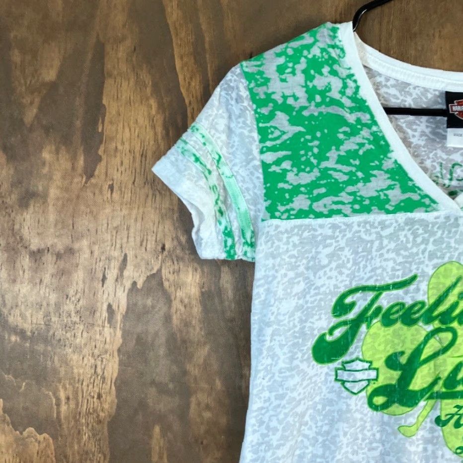 Harley Davidson Harley Davidson Womens Shirt White Sheer Feeling Lucky V Neck Short Sleeve S Size S / US 4 / IT 40 - 4 Thumbnail