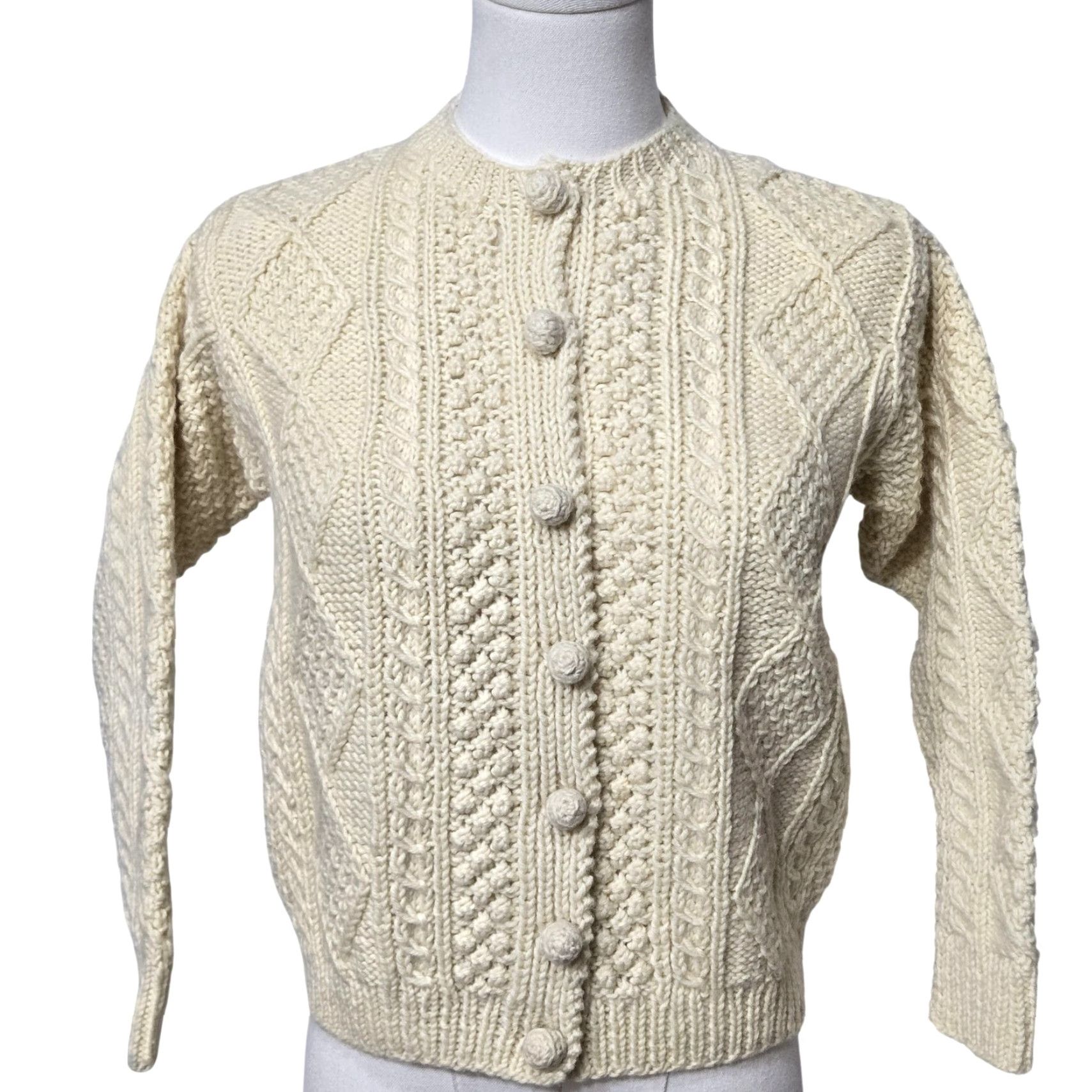 Vintage VINTAGE A Heron Garment Cardigan Womens Small White Aran Cable Knit Sweater Size S / US 4 / IT 40 - 2 Thumbnail
