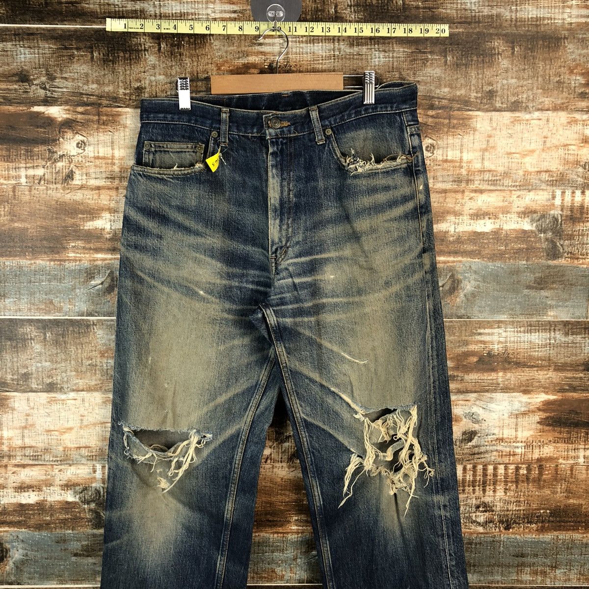 Japanese Brand DL Japan vintage selvedge Blue Distressed Denim Pants #C163 Size US 32 / EU 48 - 2 Thumbnail