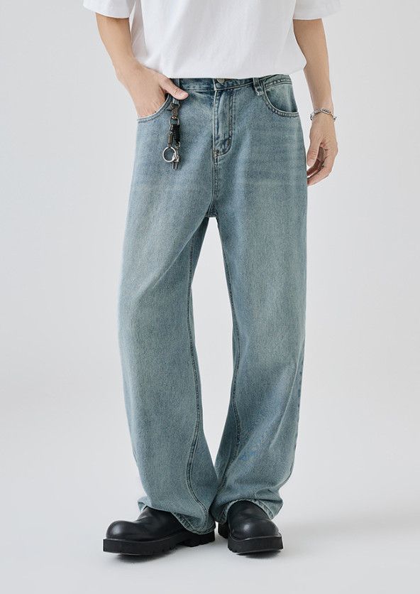Jean High-Street Retro Men's Loose-Fit Straight-Leg Casual Jeans Size US 32 / EU 48 - 2 Thumbnail