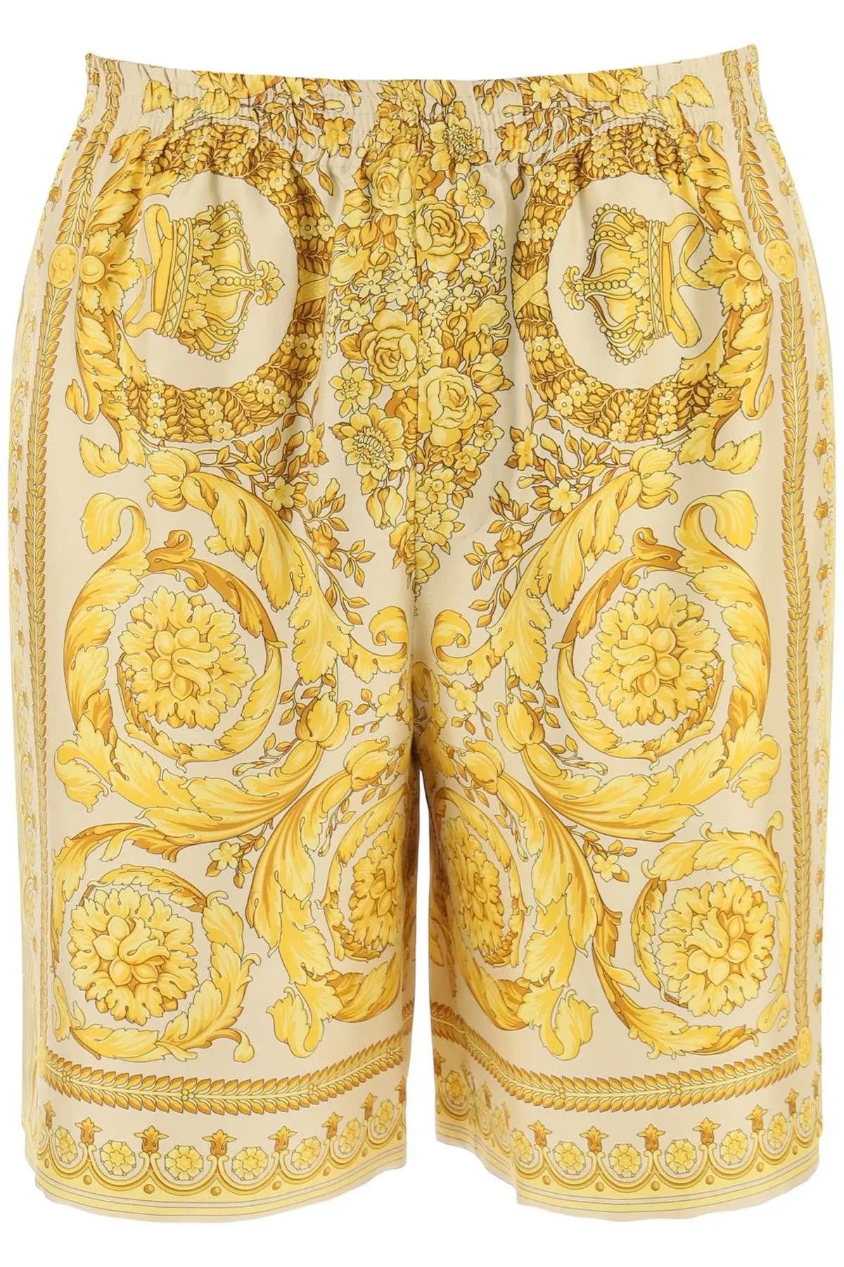 image of Versace O1S22I1N0124 Barocco Silk Short In Yellow Beige, Men's (Size 30)