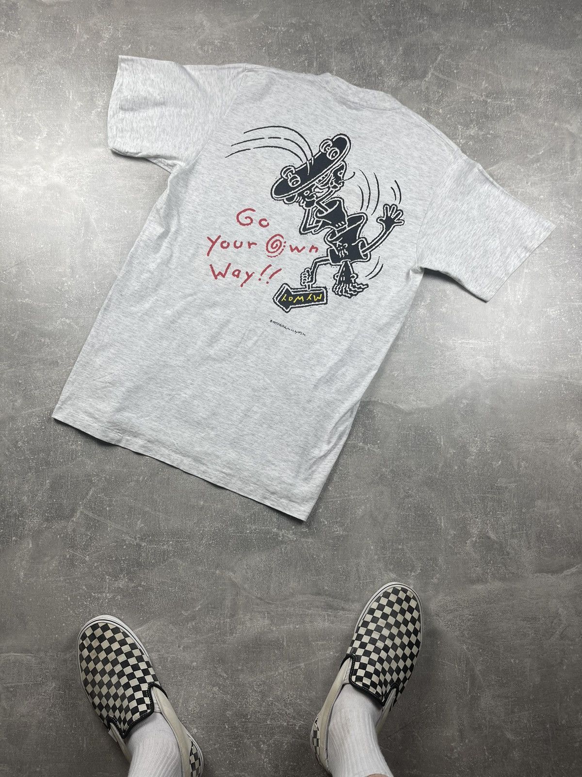 Vintage Vintage 80s Skate Back Logo "My Way" Gray Tee Size US M / EU 48-50 / 2 - 1 Thumbnail
