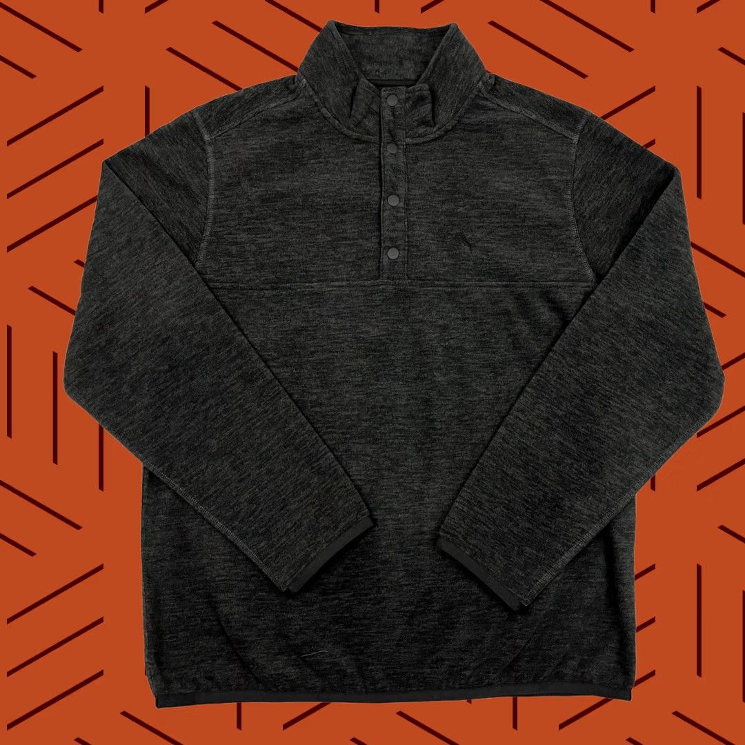 Tommy Bahama Tommy Bahama Sweater Mens L Gray Fleece 1/4 Quarter Zip Snap Henley Pullover Size US L / EU 52-54 / 3 - 1 Thumbnail