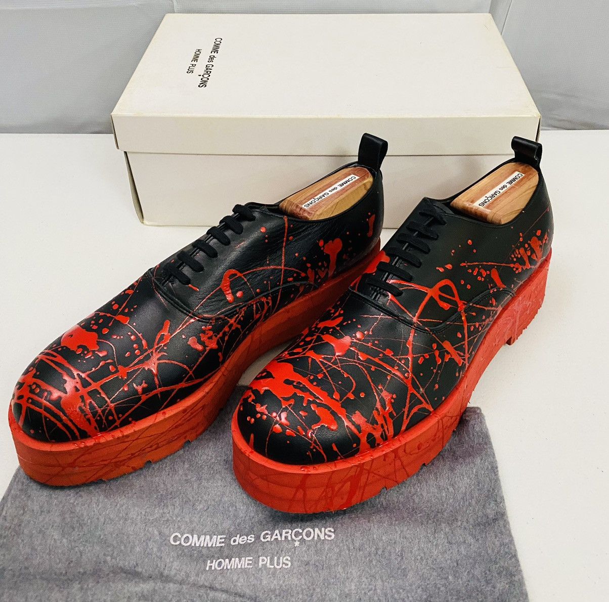 Comme des Garcons Homme Plus CDGHP 🇯🇵 black calf red platform gum sole derby 7 25 NEW Size US 7 / EU 40 - 19 Thumbnail