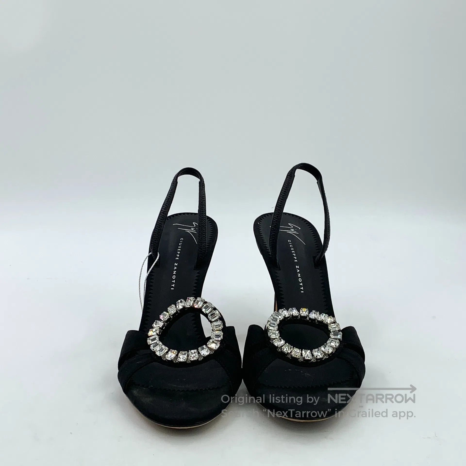 Giuseppe Zanotti Giuseppe Zanotti Black satin diamond-studded stiletto high Size US 6.5 / IT 36.5 - 3 Thumbnail