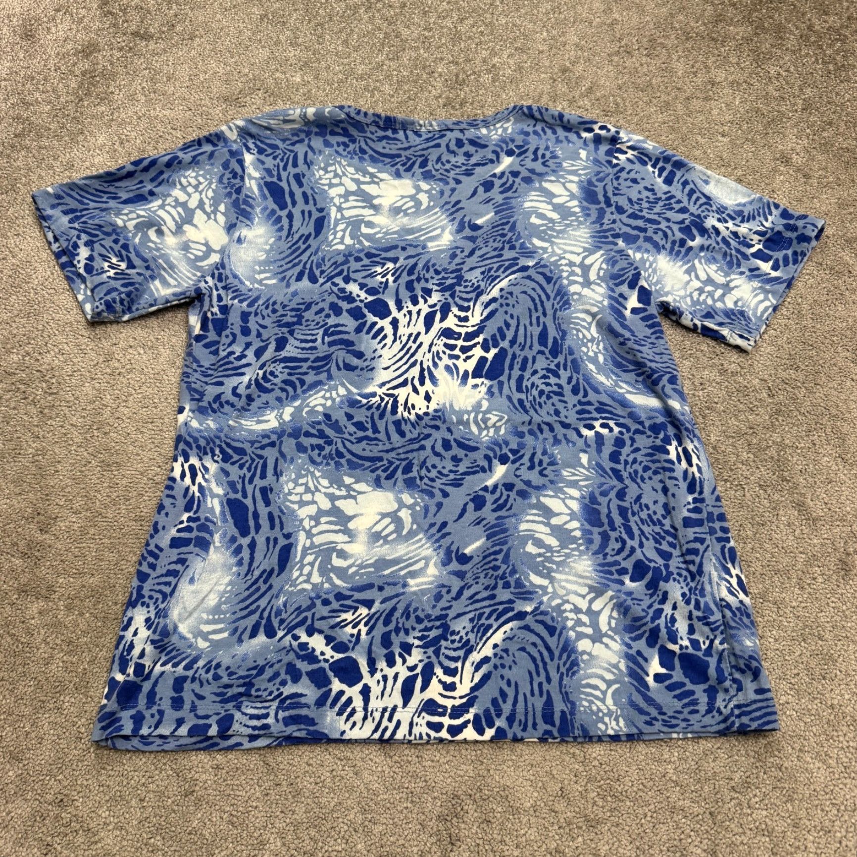 Vintage Salon Studio T-Shirt Womens Blue Animal Print Crew Neck Short Sleeve Regular Fit L Size L / US 10 / IT 46 - 2 Thumbnail