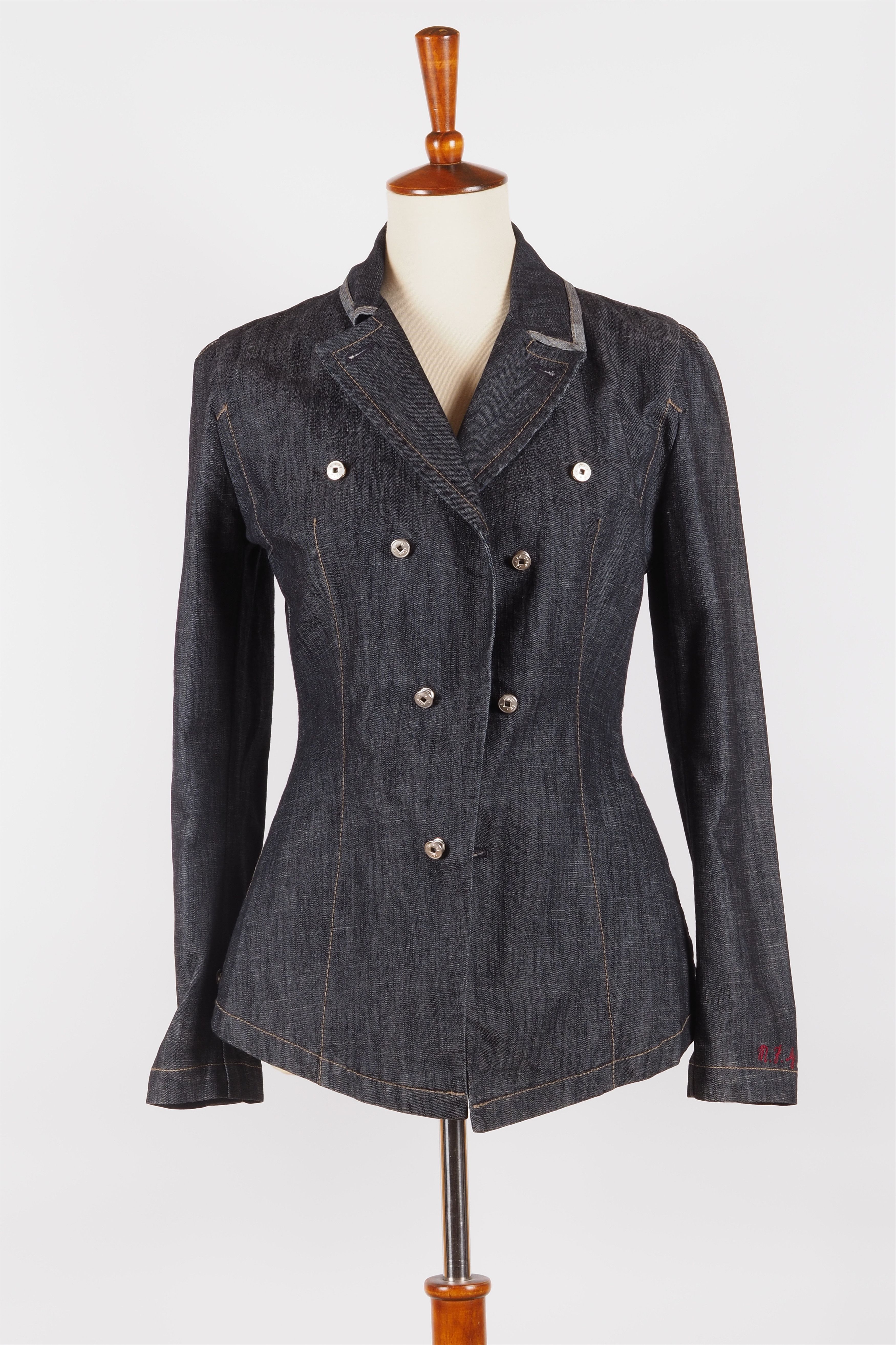 Marithe + Francois Girbaud Marithe Francois Girbaud Vintage Denim Blazer Jacket Size S / US 4 / IT 40 - 7 Thumbnail