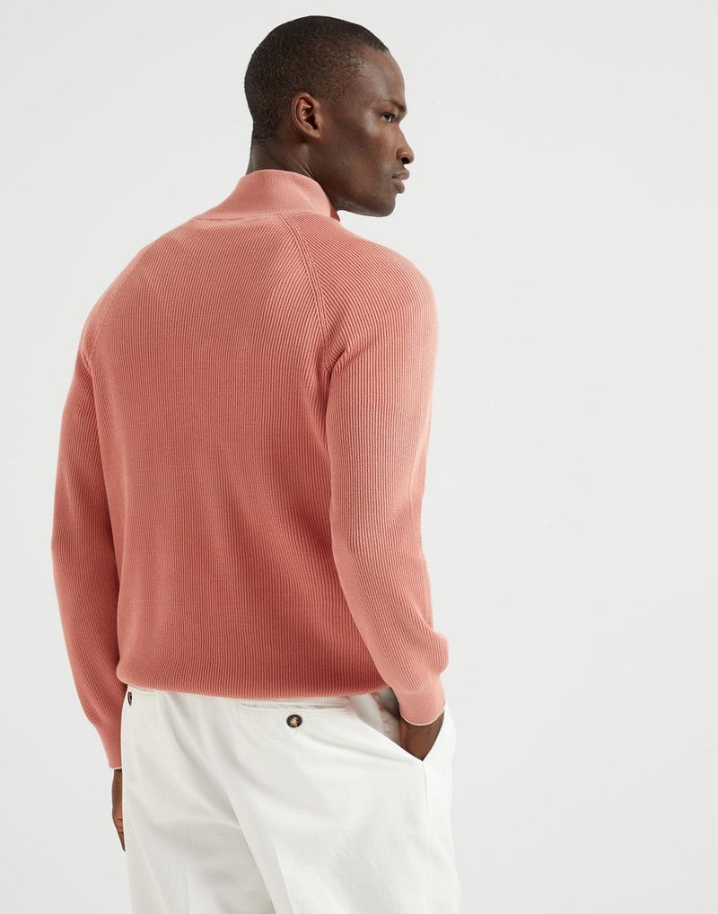 Brunello Cucinelli o1la1rc1a0326 English Rib Half-Zip Sweater in Pink Size US S / EU 44-46 / 1 - 2 Thumbnail