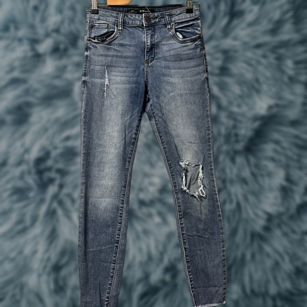 Vintage VINTAGE STS Blue Jeans Women Ankle Distressed 25 Blue High Rise Ellie Size 25 Womens Jeans Size 42" / US 20 - 1 Thumbnail