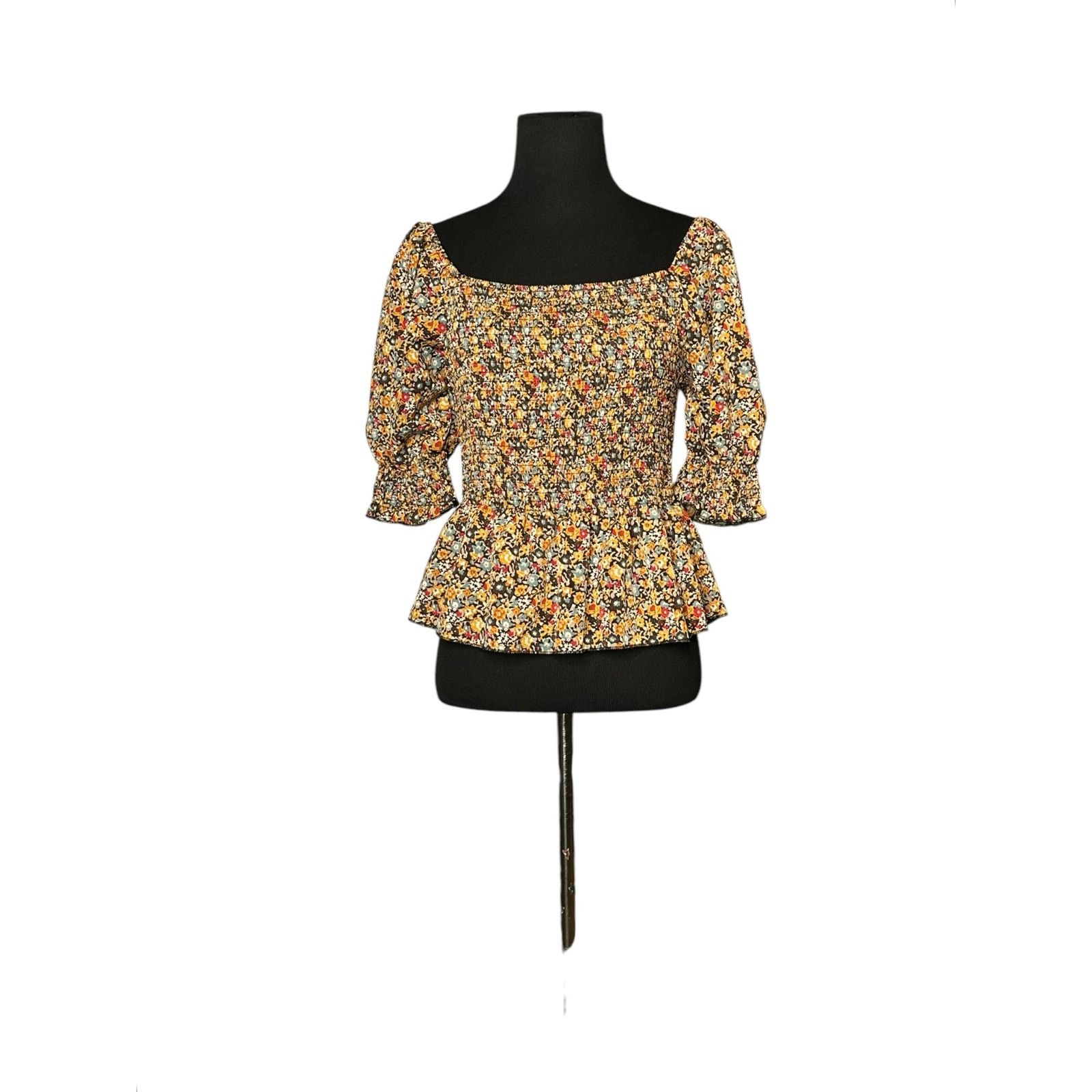 Shein SHEIN yelow blue floral peasant top size Large Size L / US 10 / IT 46 - 8 Thumbnail