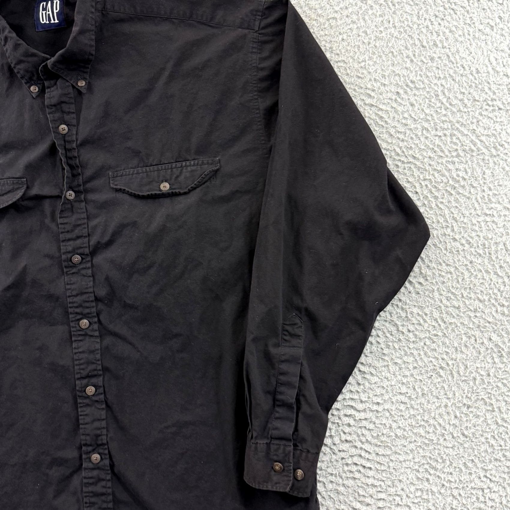 Gap VINTAGE Gap Shirt Mens L Black 90s Long Sleeve Button Up Casual Preppy Boho Shirt Size US L / EU 52-54 / 3 - 5 Thumbnail