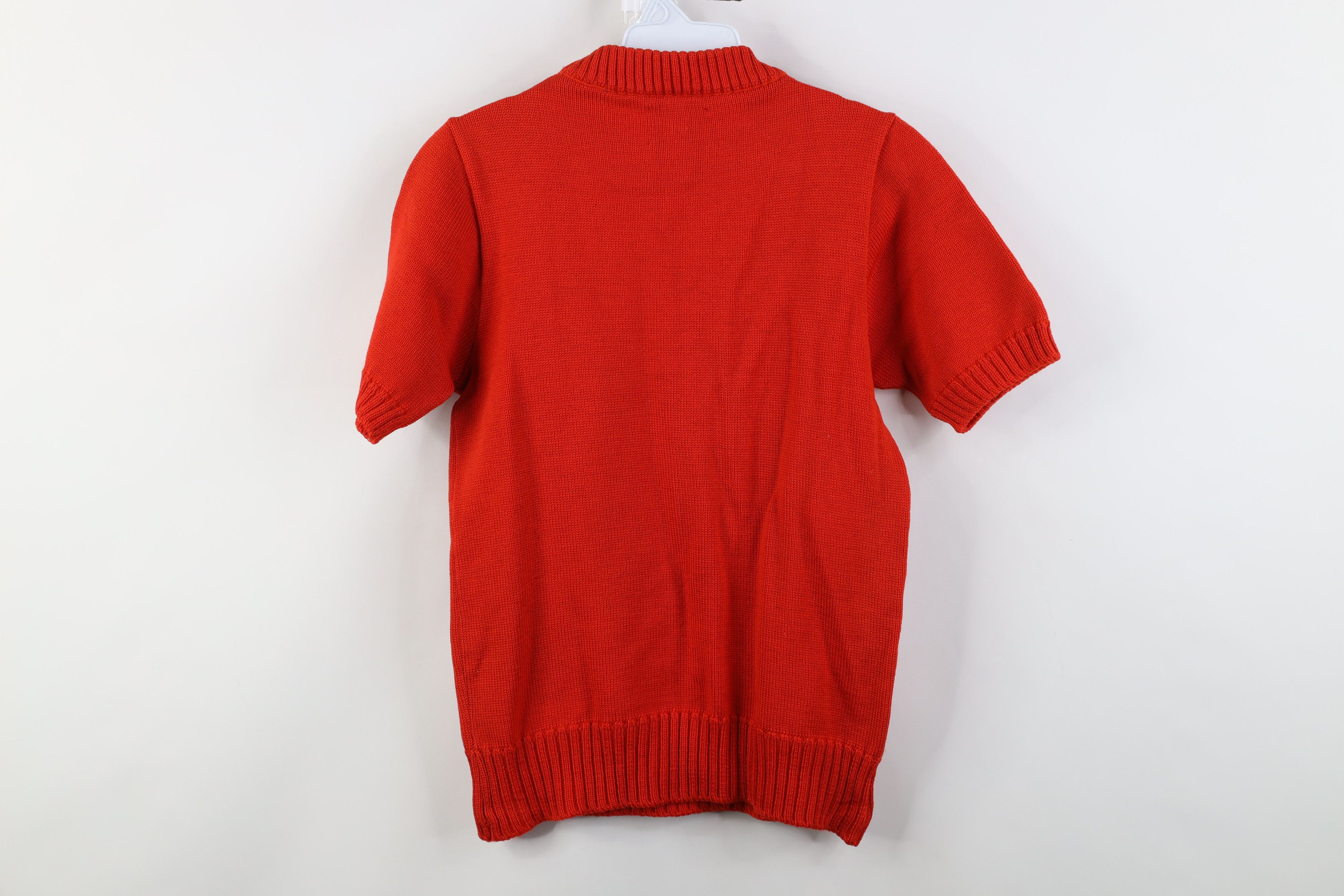Vintage Vintage 60s Wool Knit Cheerleader Short Sleeve Sweater USA Size XS / US 0-2 / IT 36-38 - 9 Thumbnail