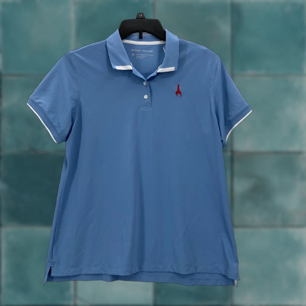 Peter Millar Peter Millar Polo Shirt Women's XL Performance Golf Casual Stretch Embroidered Blue Polo Shirt Embroidered Detail Size XL / US 12-14 / IT 48-50 - 1 Thumbnail