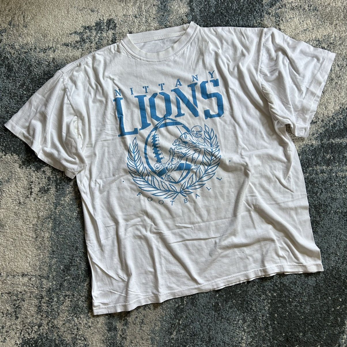 X-LARGE PENN STATE NiTTANY LiONS FOOTBALL TEE PREPPY SiNGLE STiTCH Size US XL / EU 56 / 4 - 7 Thumbnail
