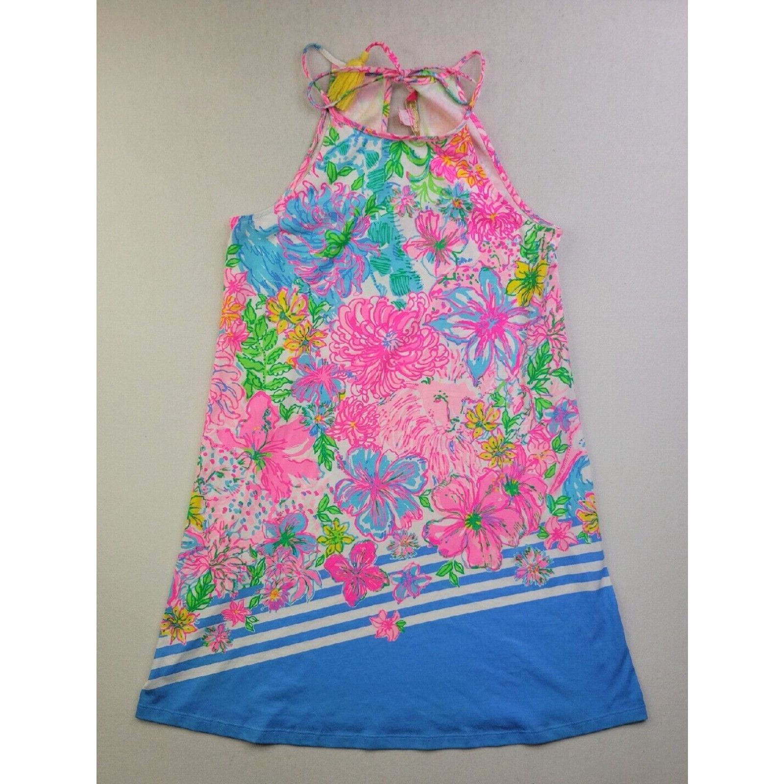 image of New Lilly Pulitzer Margot Swing Paradise Found Women's Xs Sundress Halter Neck in White