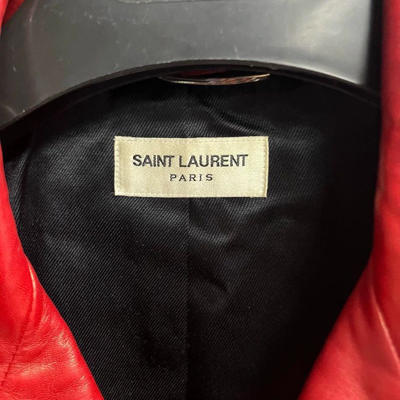 Saint Laurent Paris Saint Laurent Paris Saint Laurent Red Leather Biker Jacket Size US M / EU 48-50 / 2 - 3 Thumbnail