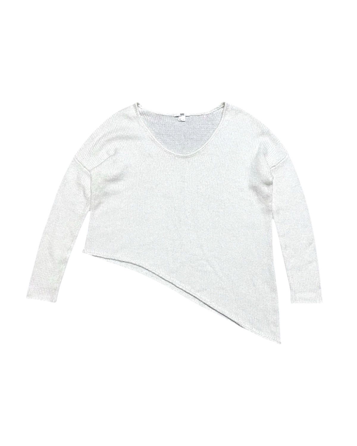 Helmut Lang Womens Helmut Lang White Asymmetric Mesh Heavy Knit Sweater Size L / US 10 / IT 46 - 1 Thumbnail