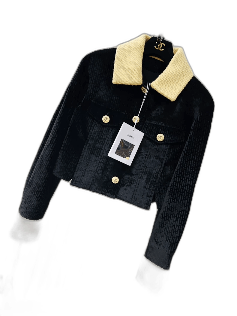 Chanel 22B Velvet Contrast Collar Jacket