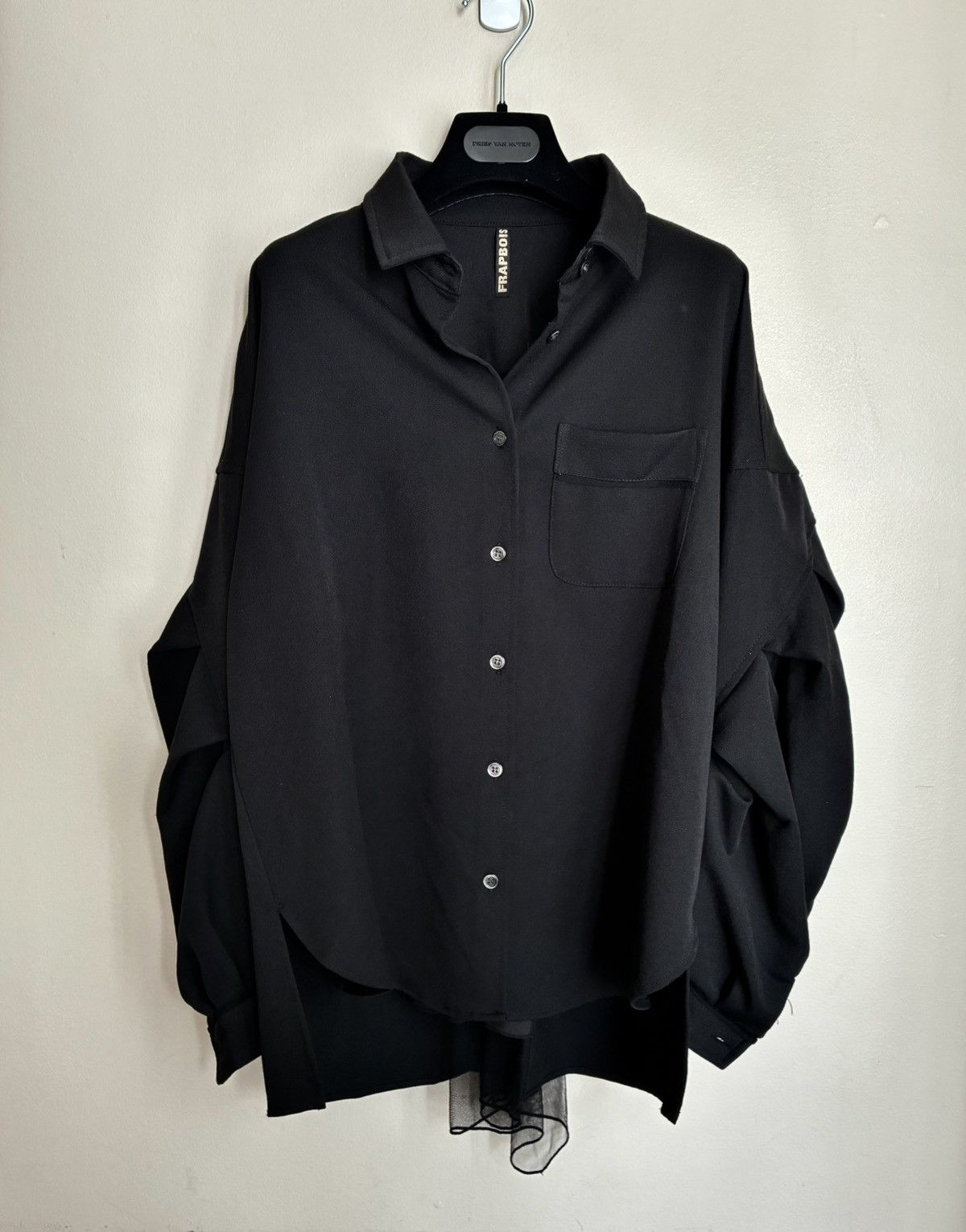 FRAPBOIS Vintage Tulle Lace Back Pleated Button Down