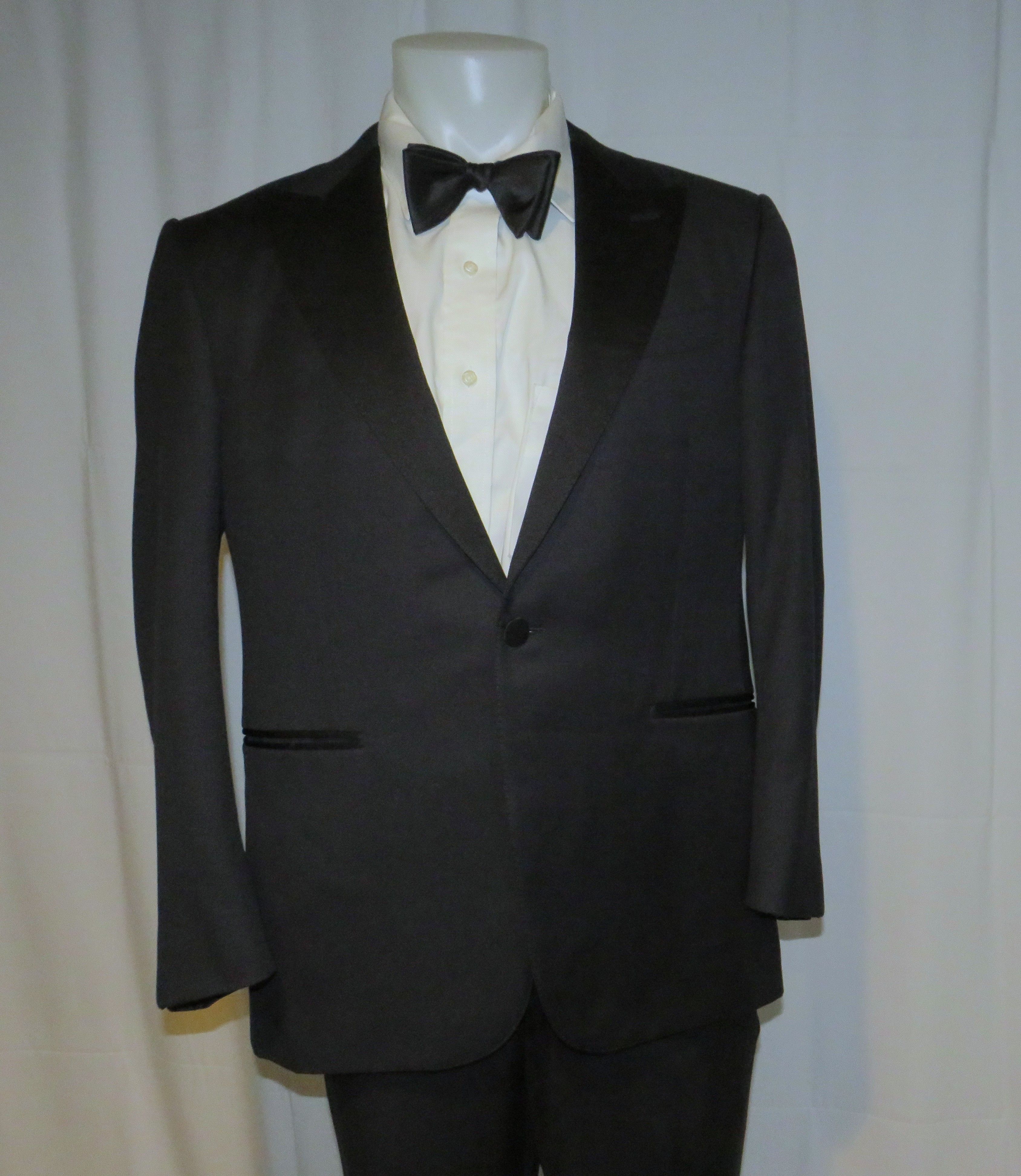 Ermenegildo Zegna Micronsphere Current Solid Black One Button Tuxedo 42S Size 42S - 9 Thumbnail