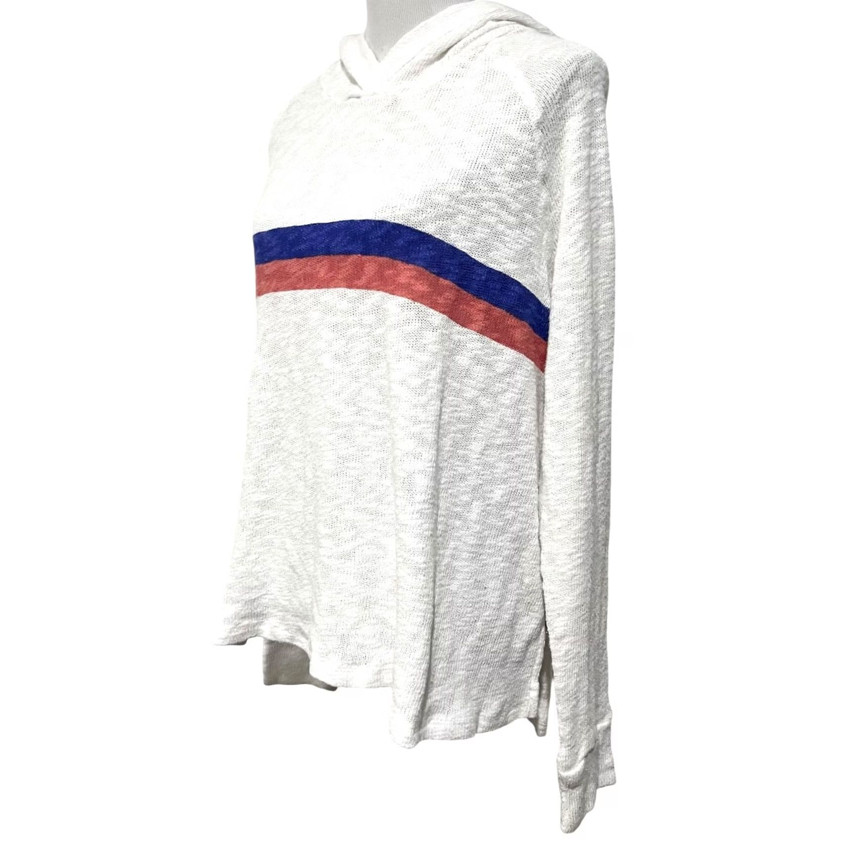 Sundry Sundry Hooded Sweater White L Oversized Slub Knit High Side Slits Slouchy Pullover Womens Size L / US 10 / IT 46 - 4 Thumbnail