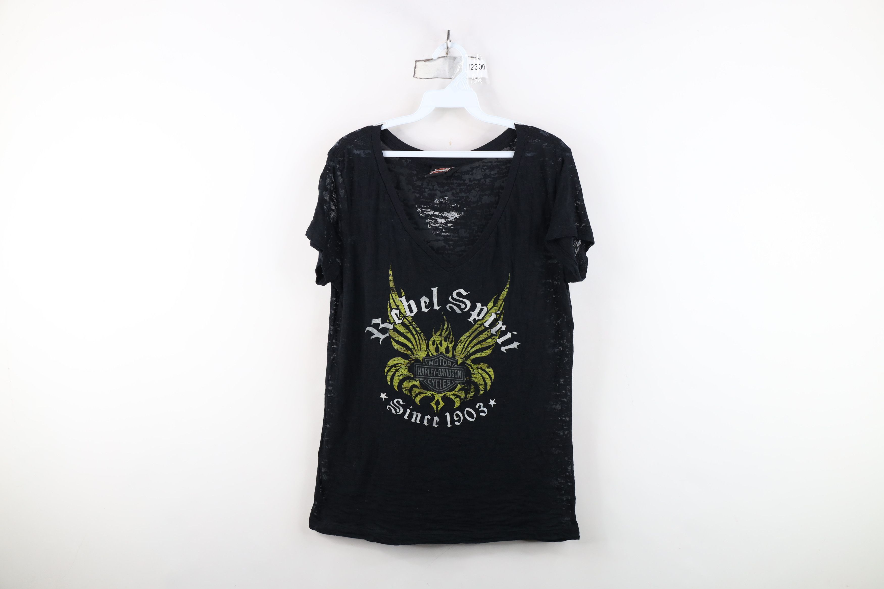 Harley Davidson Vintage Y2K Harley Davidson Spell Wing Fire Flames T-Shirt Size L / US 10 / IT 46 - 1 Thumbnail