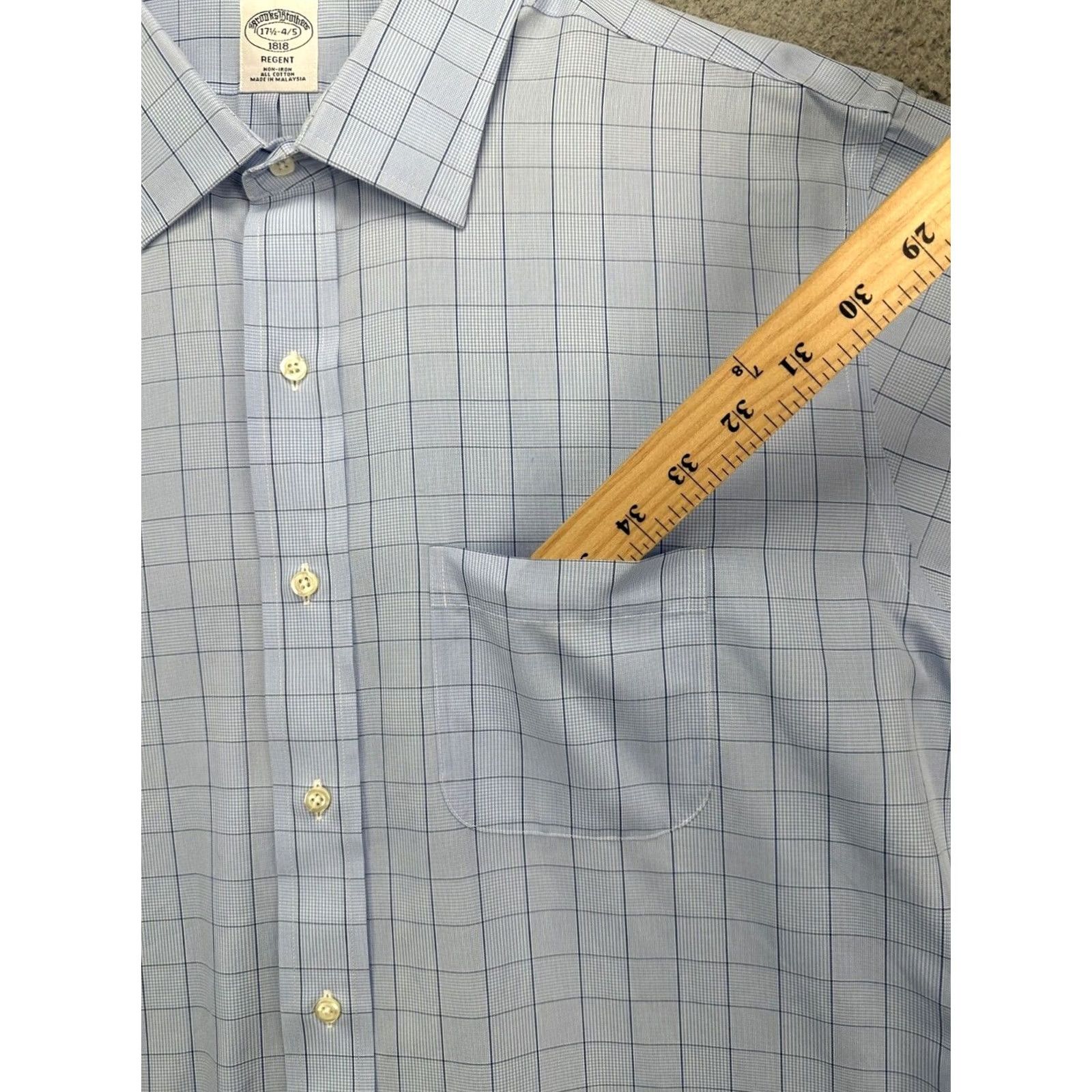 Brooks Brothers Brooks Brothers Shirt Mens 17.5 4-5 1818 Blue Regent Non Iron Dress 100% Cotton Size 48R - 7 Thumbnail
