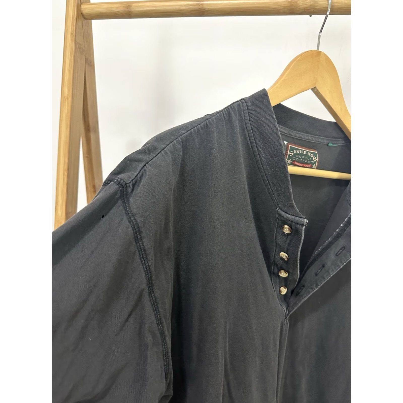 Vintage VTG Faded Worn Cotton Thrashed Distressed Henley Black WIP Work T-Shirt XL Size US XL / EU 56 / 4 - 7 Thumbnail
