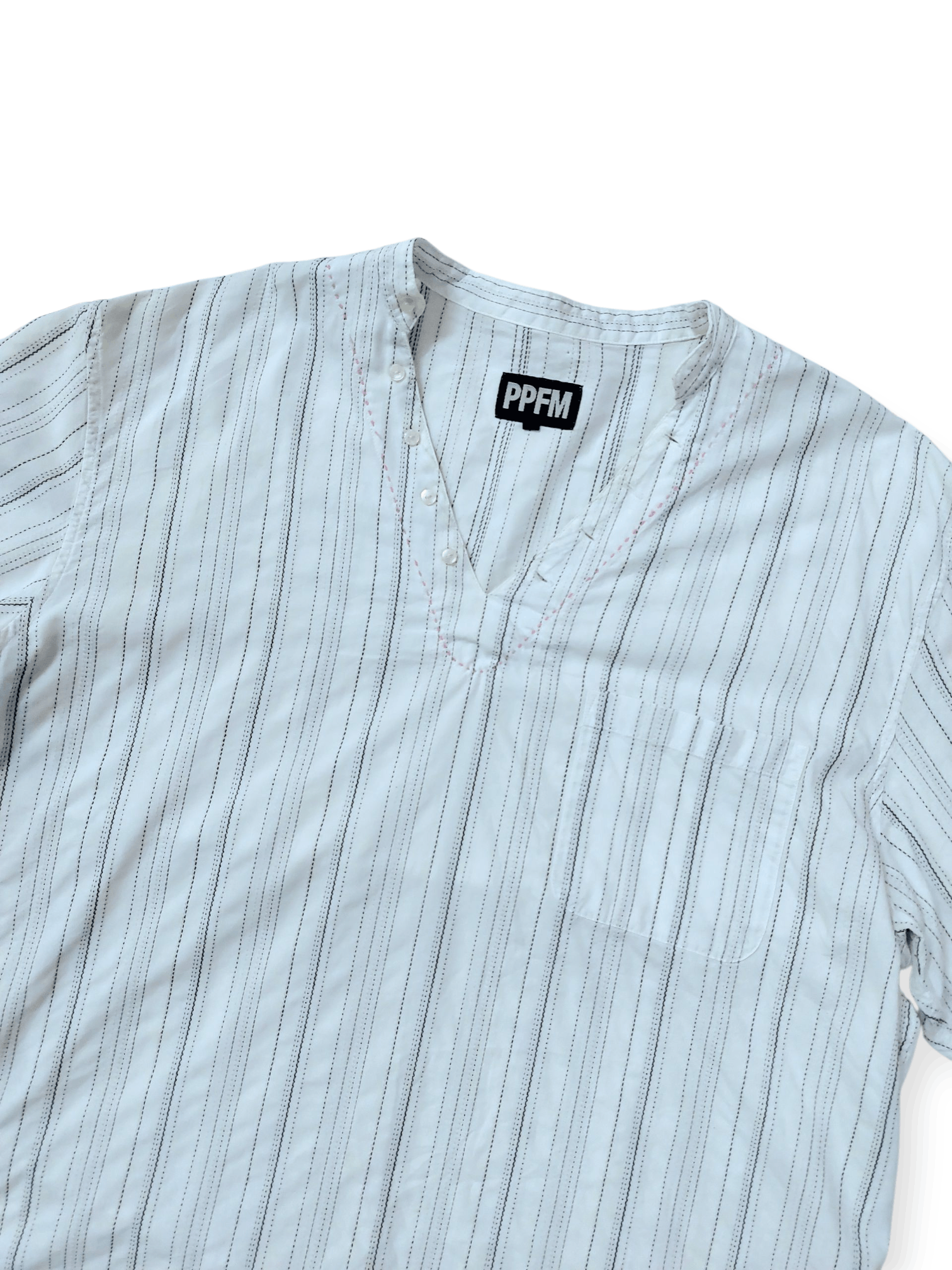 PPFM PPFM Striped V-neck Relaxed Cotton Shirts Size US M / EU 48-50 / 2 - 6 Thumbnail