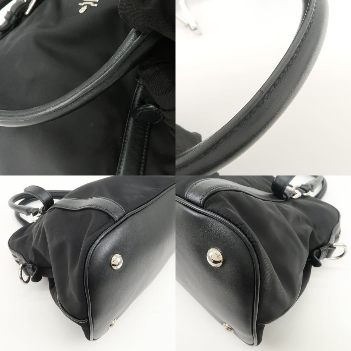 Prada Prada Nylon Leather Satchel Black Size ONE SIZE - 4 Thumbnail