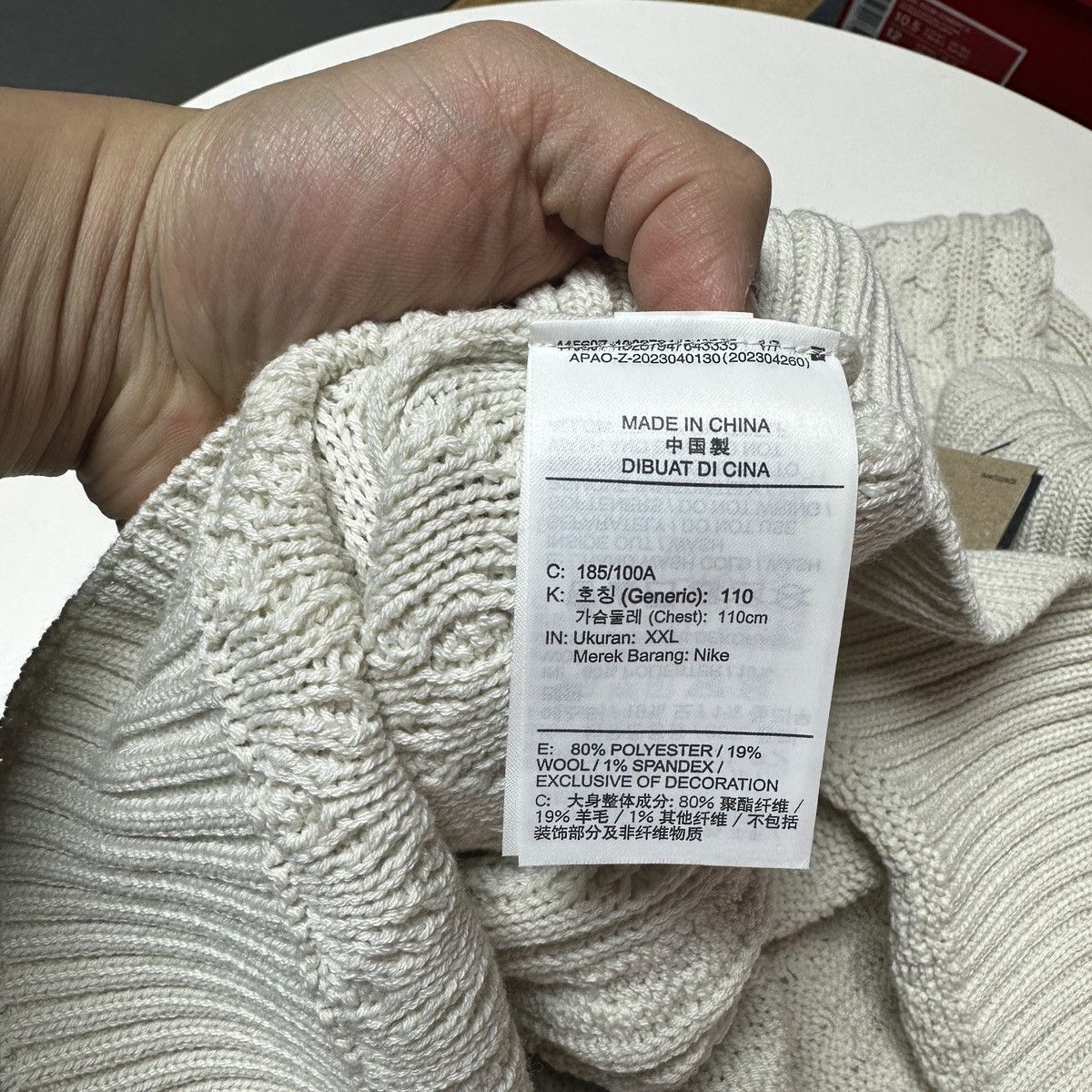 Nike NEW Nike Life Cable Knit Turtleneck Wool Sweater Light Bone Size US XXL / EU 58 / 5 - 12 Thumbnail