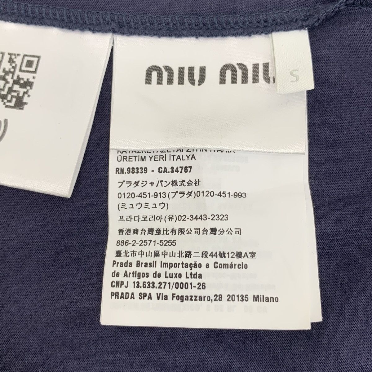 Miu Miu Miu Miu 22 Navy Logo Cotton Lace-Up Bow T-Shirt Size S / US 4 / IT 40 - 6 Thumbnail