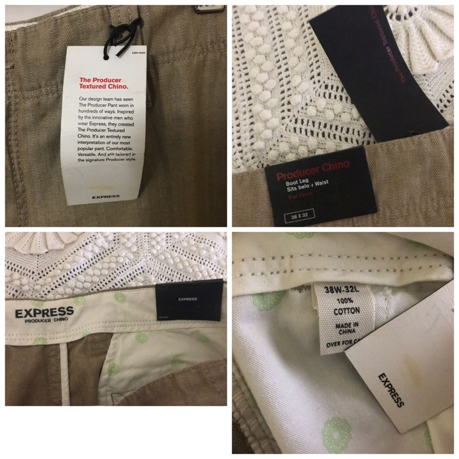 Express Express Producer Chino Khaki Boot Leg Dress Pants Size US 38 / EU 54 - 8 Thumbnail