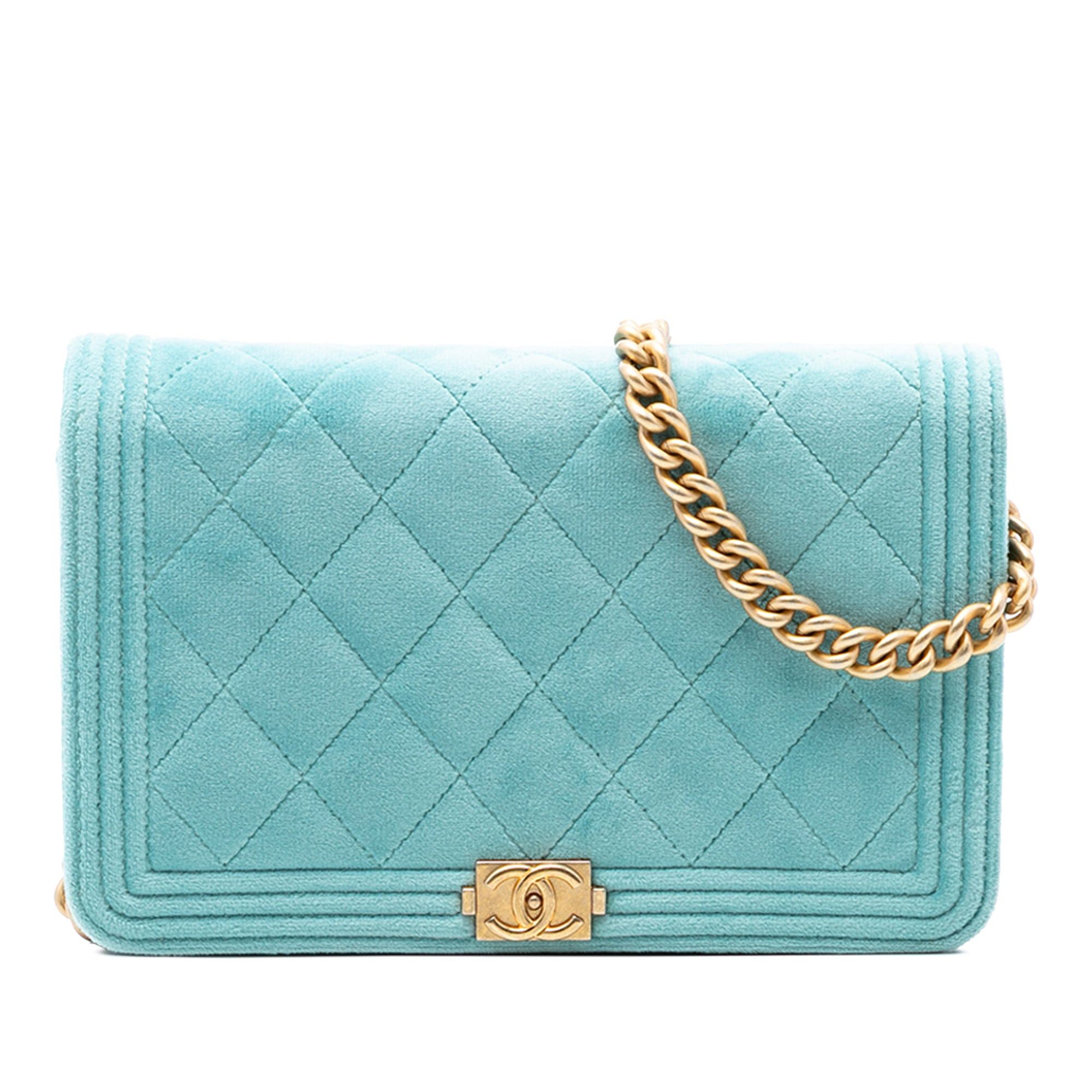 Chanel Quilted Velvet Boy Wallet On Chain Size ONE SIZE - 1 Thumbnail