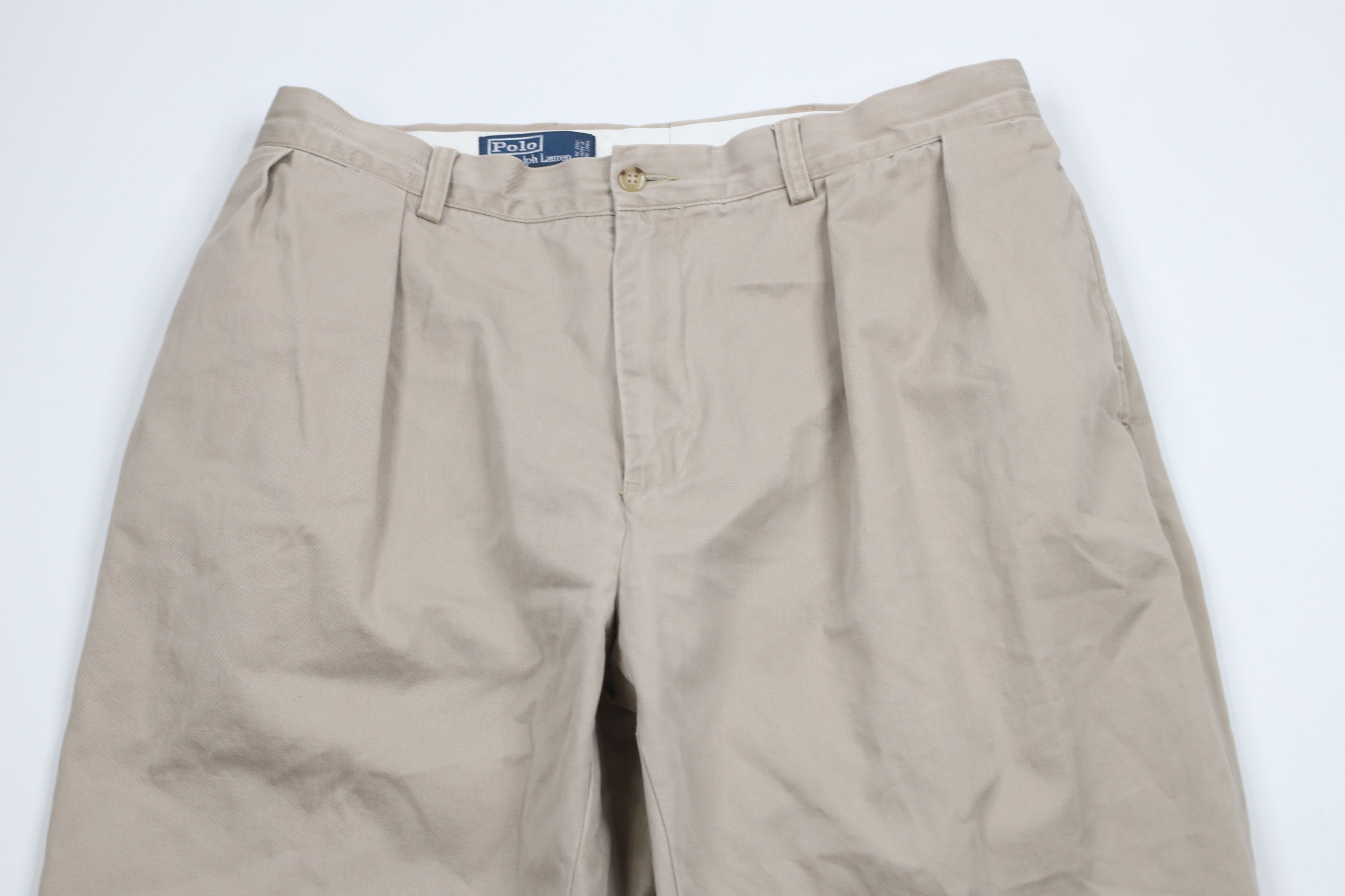 Ralph Lauren × Vintage Vintage 90s Ralph Lauren Wide Leg Chino Pants Beige Cotton Size US 36 / EU 52 - 2 Thumbnail