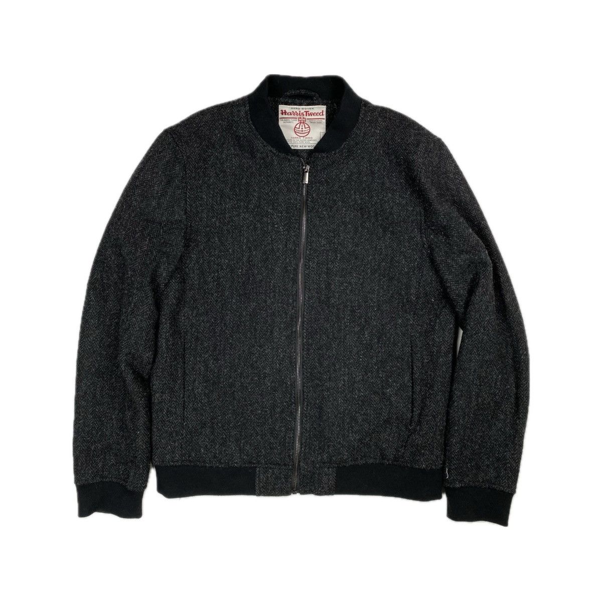 Image of Vintage Harris Tweed Primark Zip Jacket in Black, Men's (Size Small)