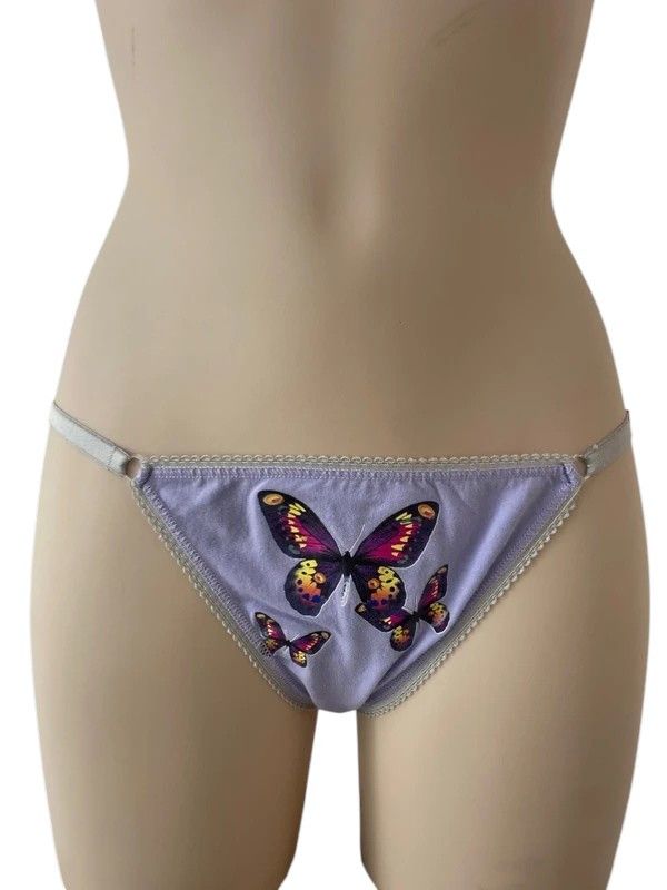 Dolce & Gabbana D&G Underwear Butterfly Print Lilac Thong Size 25" / US 0 / IT 36 - 1 Thumbnail