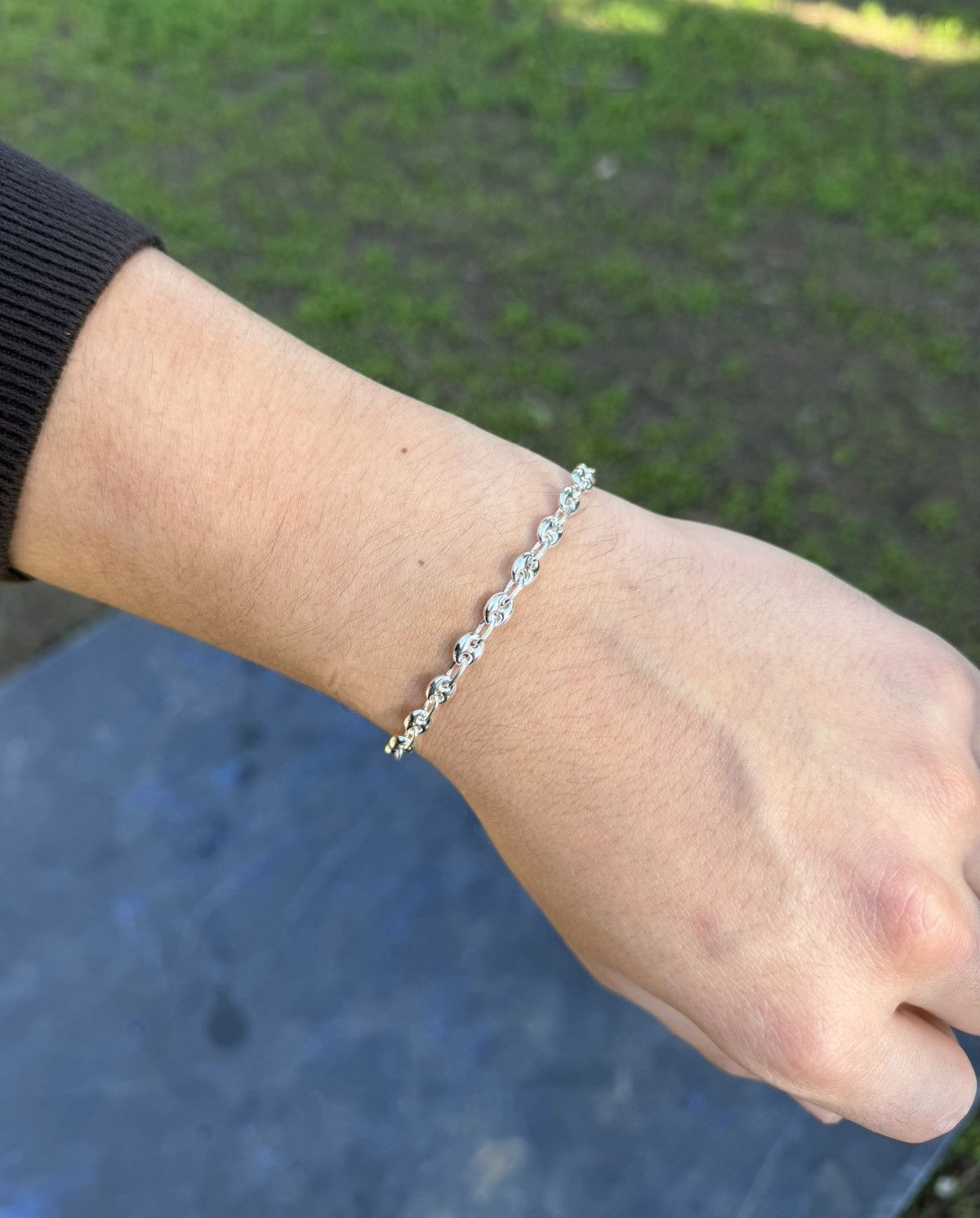 Sterling Silver Silver puffed mariner chain bracelet 7” Size ONE SIZE - 2 Thumbnail