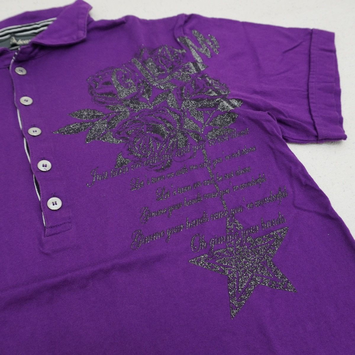 Hysteric Glamour Y2K Glam Poem Polo Tee Purple Rose Gothic ifsixwasnine style Size US M / EU 48-50 / 2 - 3 Thumbnail