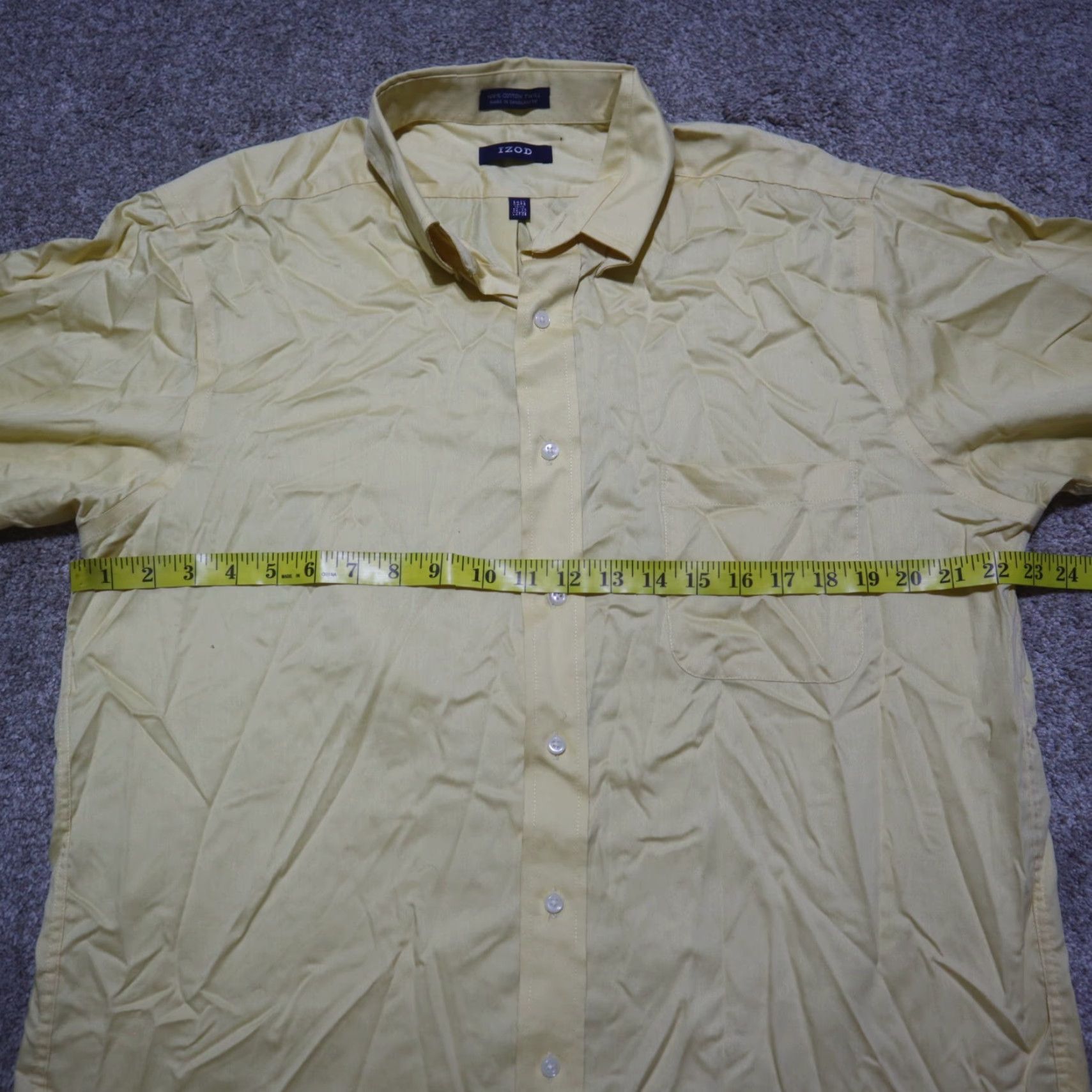 Izod IZOD Shirt Button-Up Adult Men Yellow Long Sleeve Size 16.5 32/33 Colorful Solid Casual Size US XL / EU 56 / 4 - 4 Thumbnail