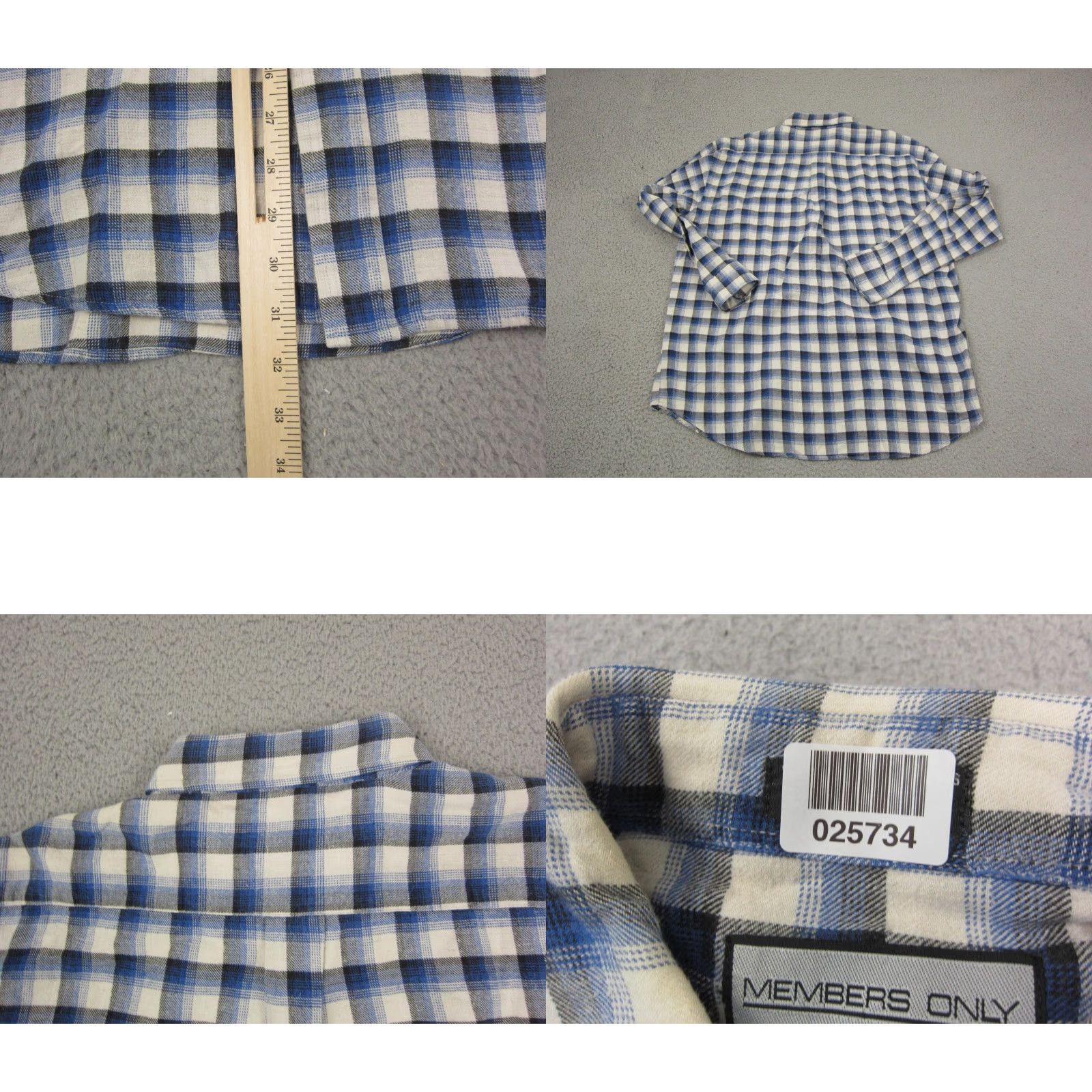 Members Only VINTAGE Members Only Shirt Mens Adult Large Blue Plaid Flannel Cotton 80s Shirt Button-Up 90s Theme Size US L / EU 52-54 / 3 - 8 Thumbnail
