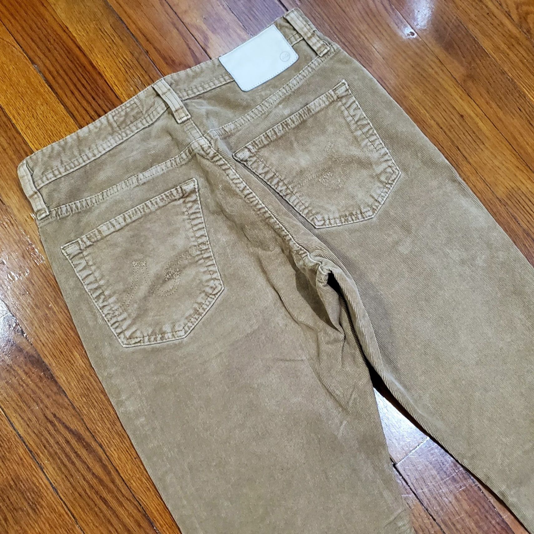VINTAGE AG Adriano Goldschmied The Everett Jeans Pants Mens 30x34 Slim Straight USA Made Corduroy Brown 5-Pocket Style