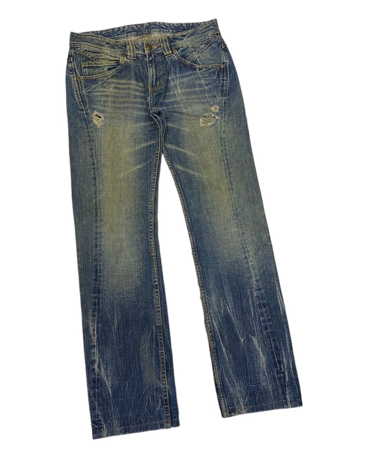 Hysteric Glamour × Le Grande Bleu (L.G.B.) × Tornado Mart 🔥RATTLE TRAP LIGHTENING DISTRESS DENIM JEANS Size US 32 / EU 48 - 5 Thumbnail