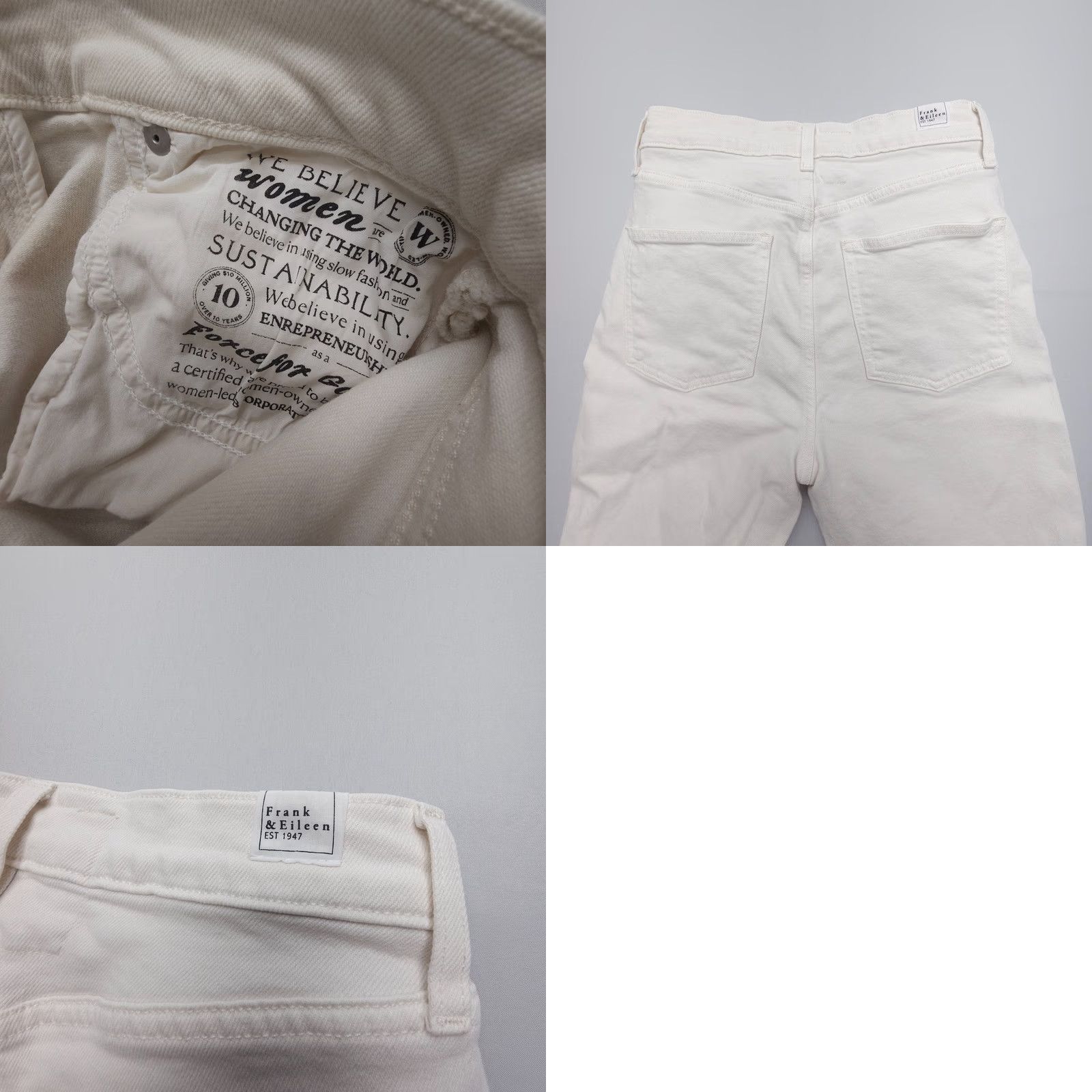 Frank & Eileen Frank & Eileen Monaghan Jeans 27 White High Rise Button Fly Jeans Womens Regular 27 in Cotton Denim Solid White Vintage City USA Size 27" / US 4 / IT 40 - 9 Thumbnail