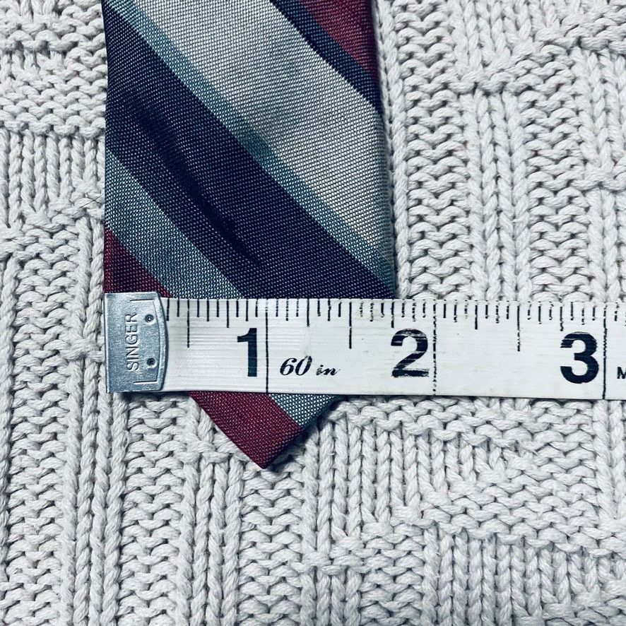 Vintage Vintage Ohrbach maroon and silver striped slim silk tie Size ONE SIZE - 5 Thumbnail