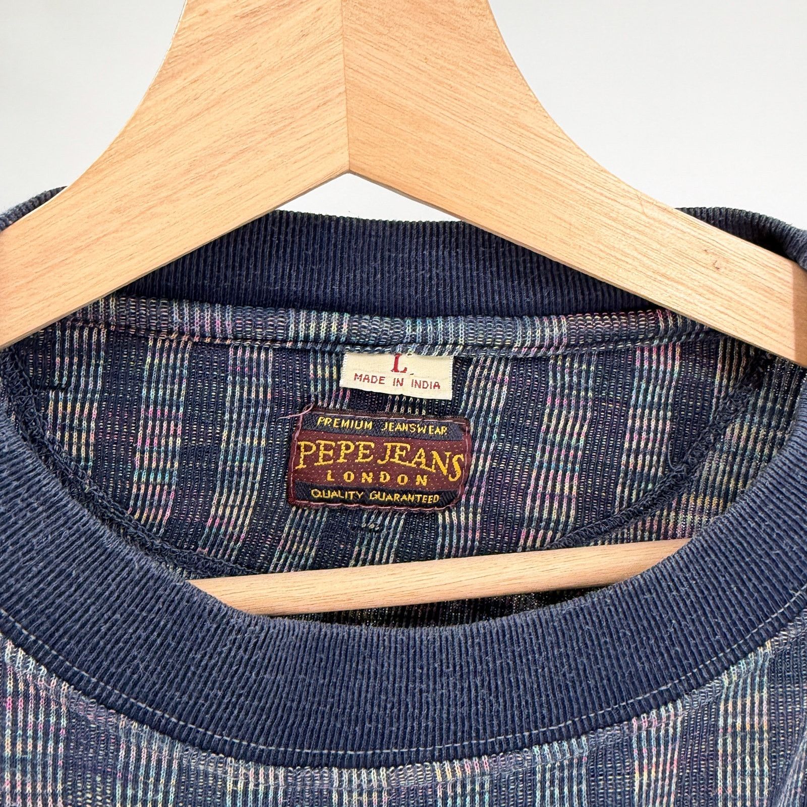 Pepe Jeans Vintage 90s Blue 100% Cotton Rainbow Striped Pocket Shirt Size US L / EU 52-54 / 3 - 7 Thumbnail