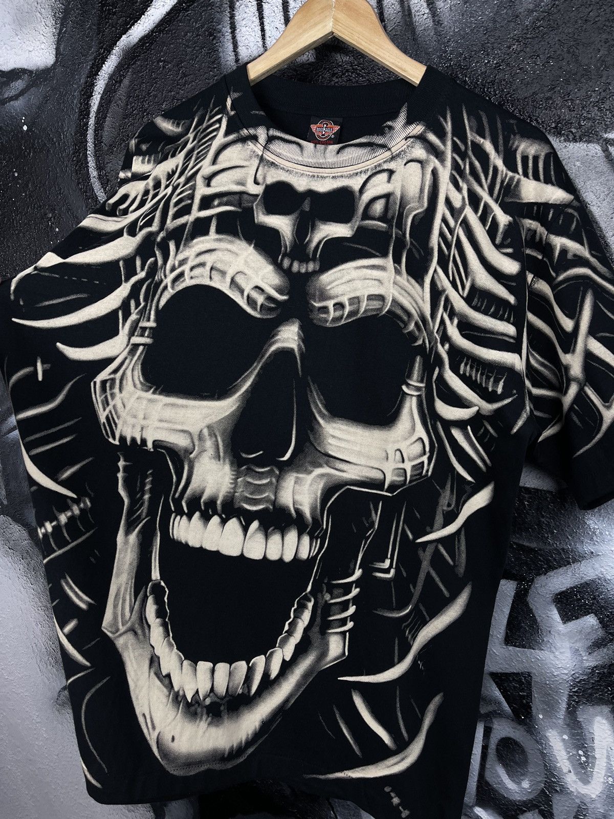 Vintage Vintage Rock Eagle Y2K Cotton Skull Overprinted T-Shirt Size US L / EU 52-54 / 3 - 5 Thumbnail