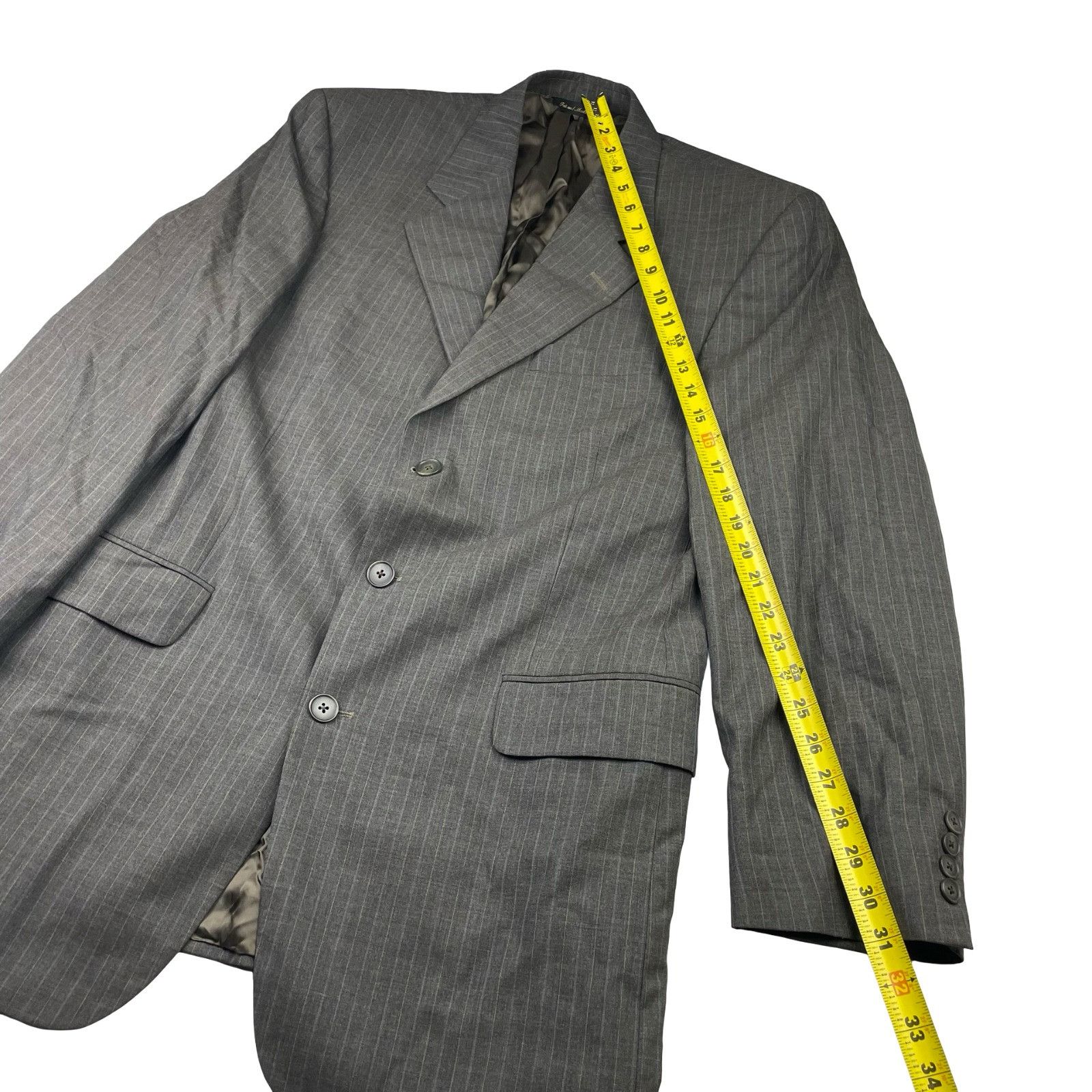 Jack Victor Jack Victor Men's Kelton 100% Wool 3-Button Suit Brown Strip Size 40L - 11 Thumbnail