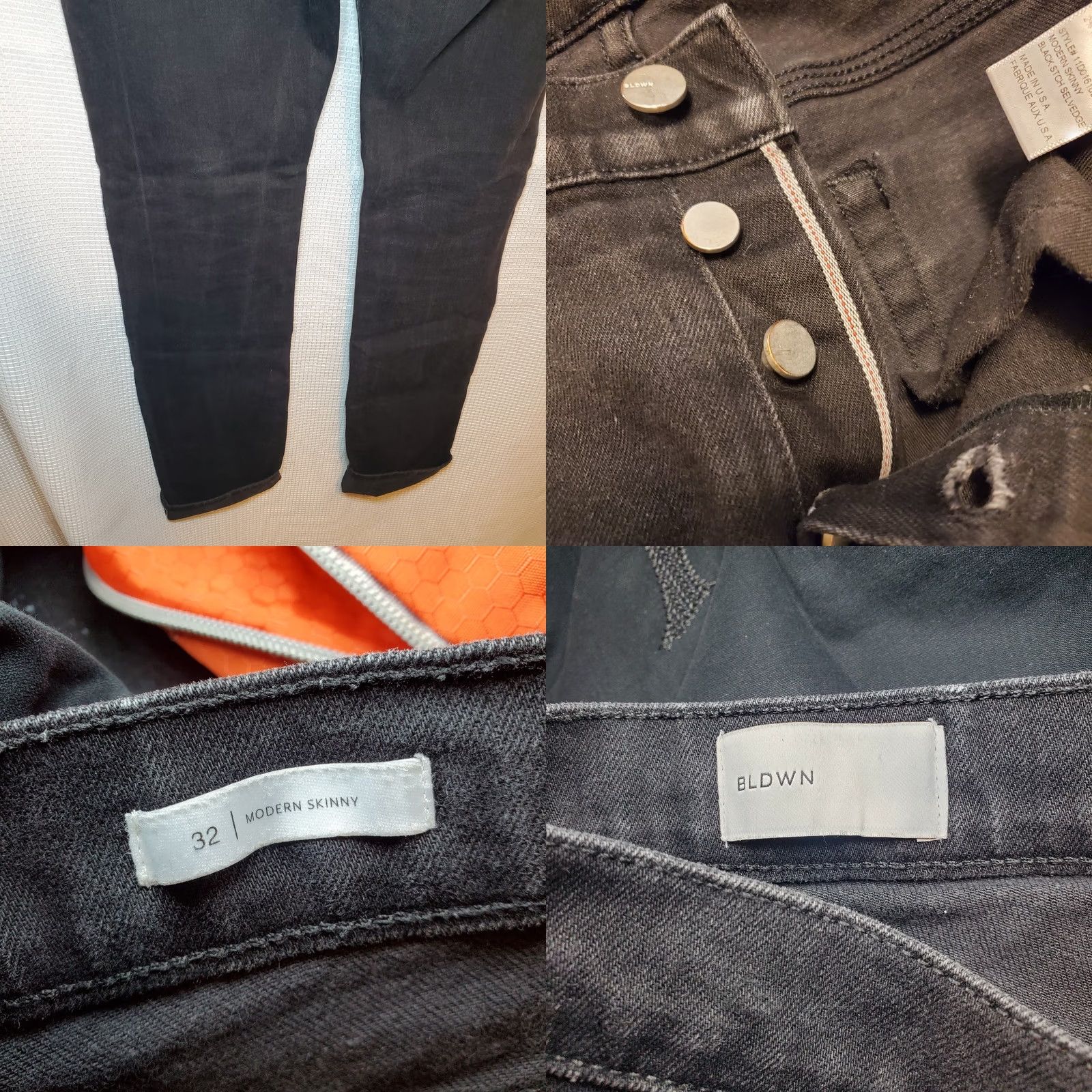 Vintage BALDWIN Jeans Mens 32 Black BLDWN SELVEDGE Modern Skinny Distressed Faded Size US 32 / EU 48 - 8 Thumbnail
